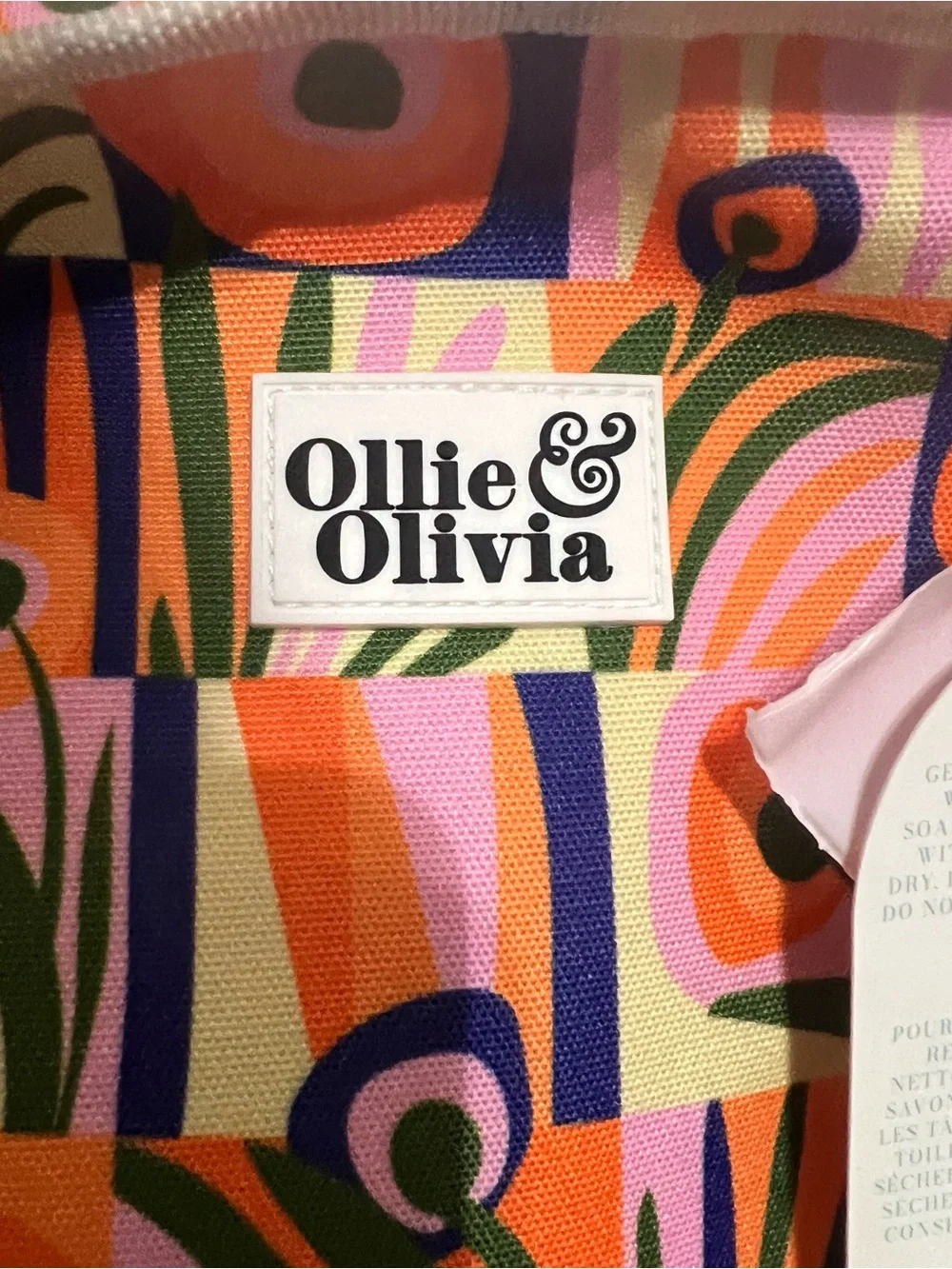 Pink & Orange Abstract Patterned Insulated Tote Bag NWT